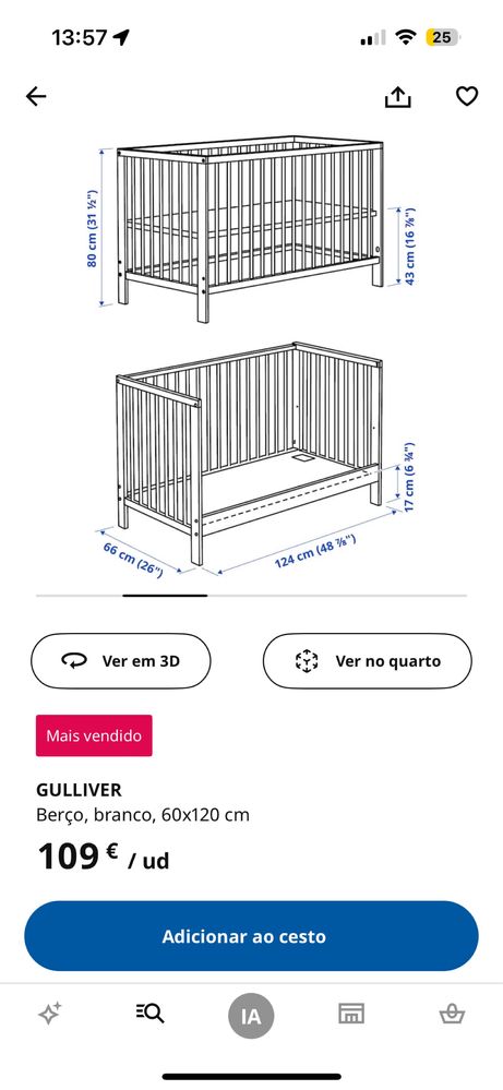 2 bercos branco IKEA