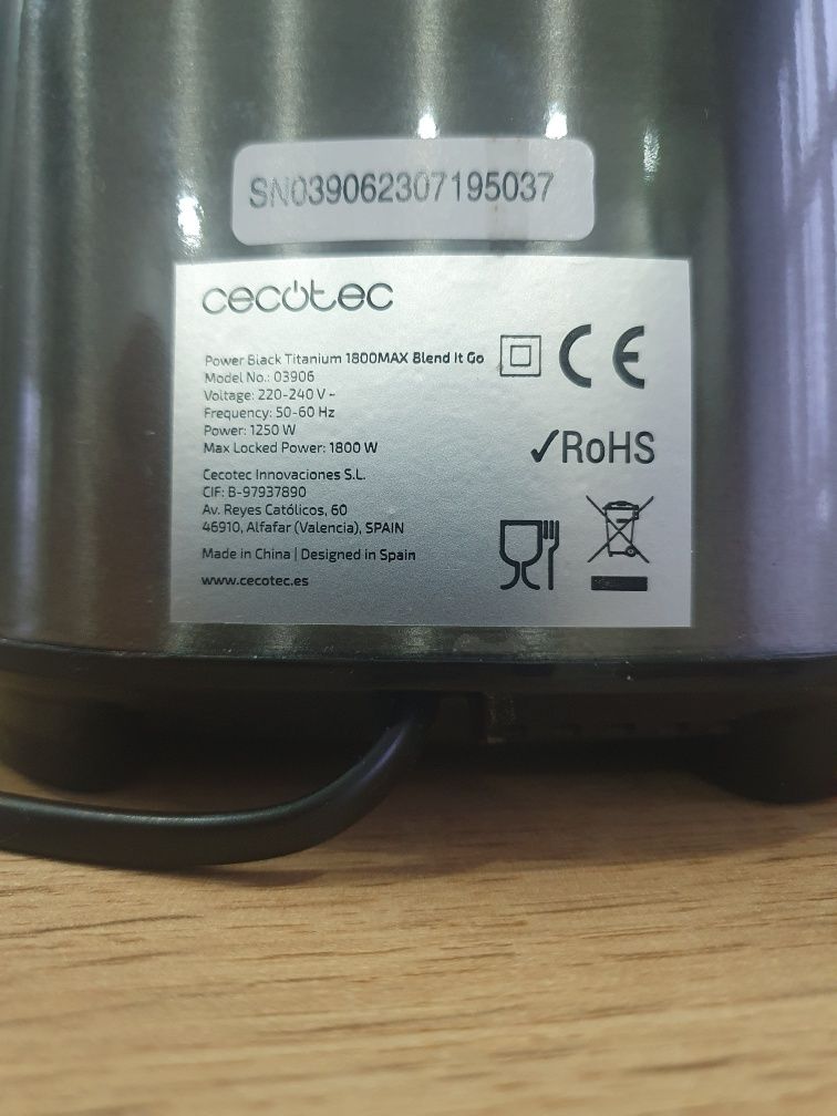 Blender kielichowy Cecotec Black Titanium 1.5L,1800MAX
