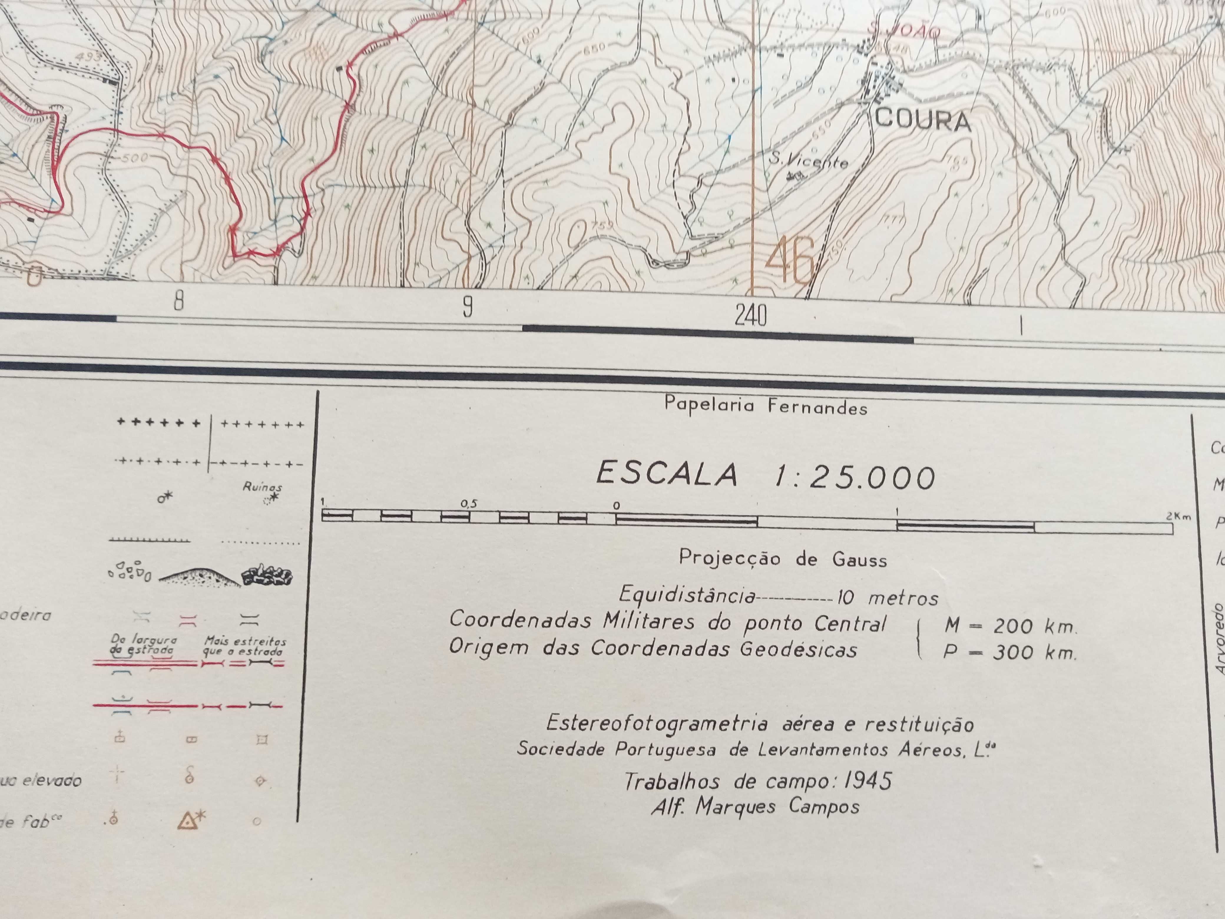 Carta Militar - Tabuaço - Escala 1 / 25000 - Ano 1945