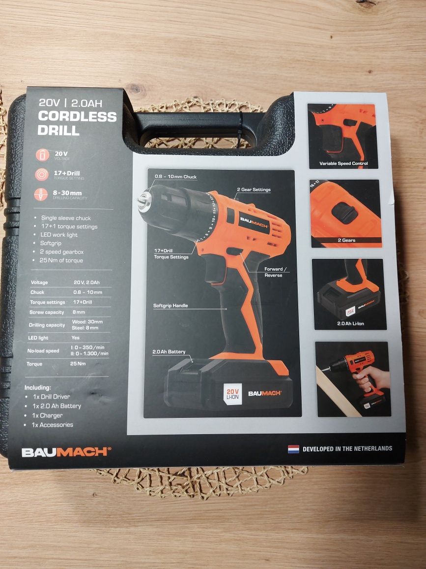 Wkrętarka 20V 2.0 AHa Cordless drill  Baumach