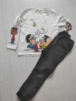 Zara zestaw dla chłopca 116 czarne jeansy Snoopy