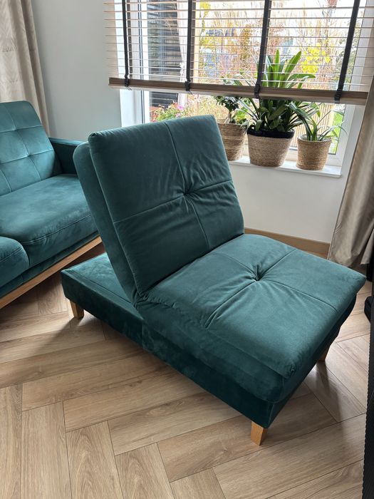 Sofa nappa z pojemnikiem i funkcją spania + podnóżek