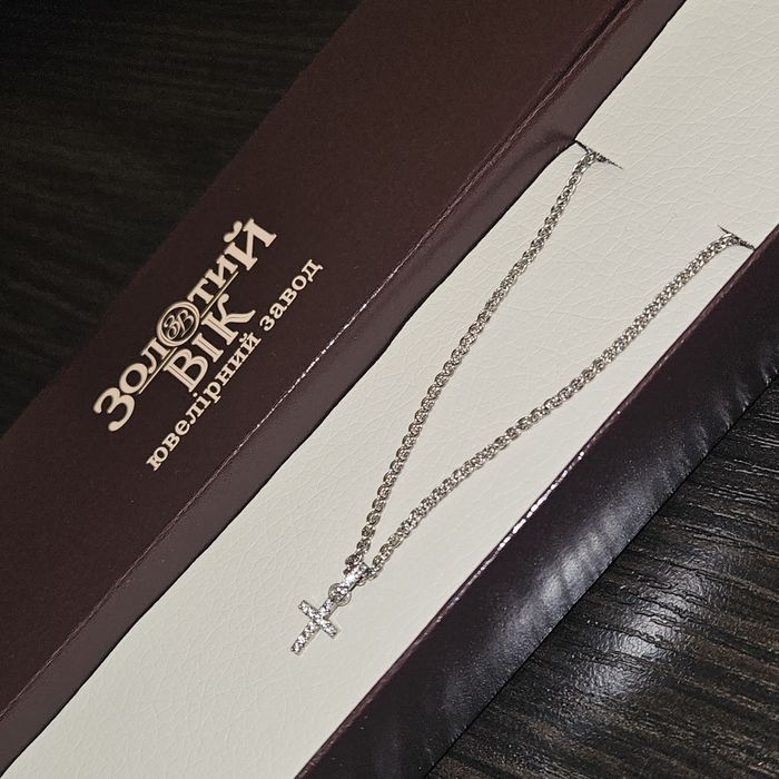 Срібний ланцюжок з хрестиком срібним золотий вік