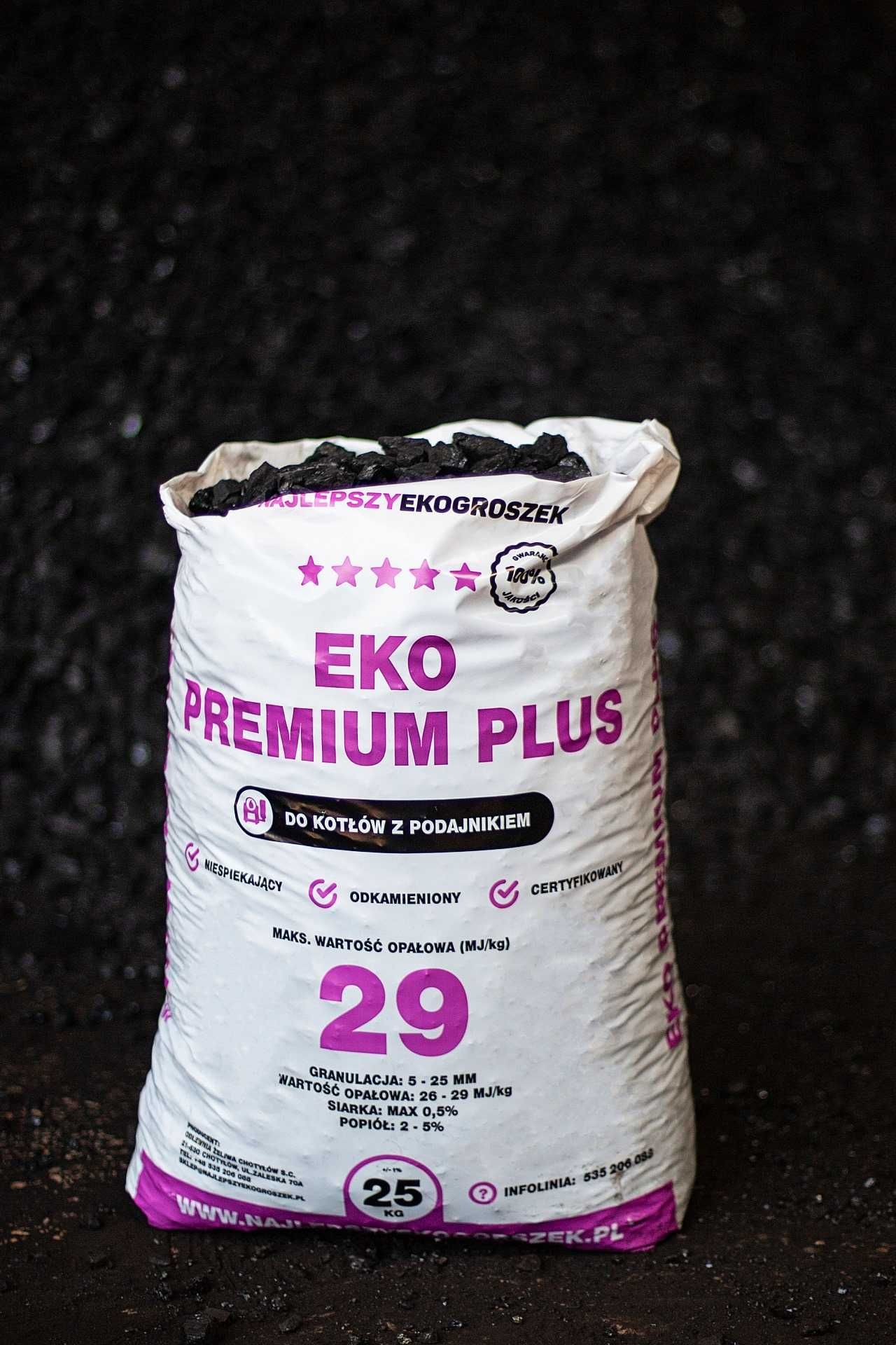 Groszek Premium Plus NR 1 W POLSCE 28 MJ/kg suchy i błyszczący węgiel