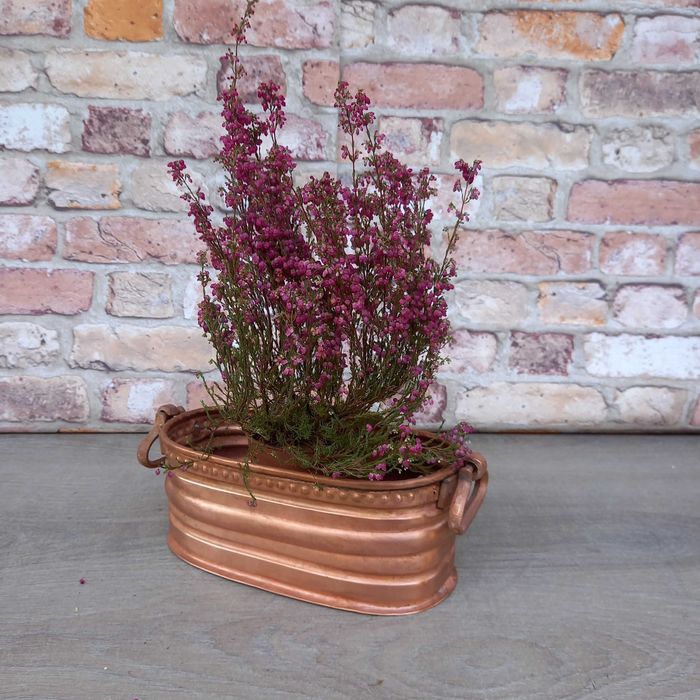 Miedziana doniczka podłużna osłonka miedziana na kwiaty