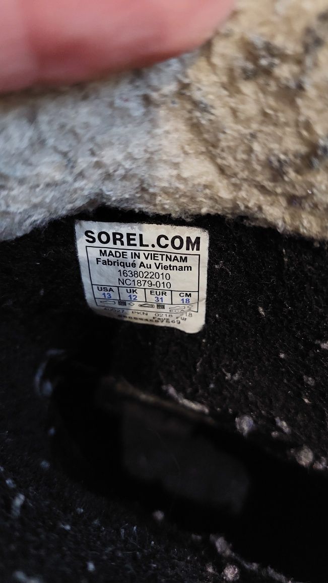 Зимние сапоги Sorel Канада  Стелька 19.5 см, 31 размер.