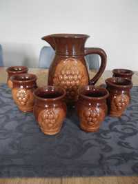Zestaw ceramiki bułgarskiej dzbanek + sześć kubków