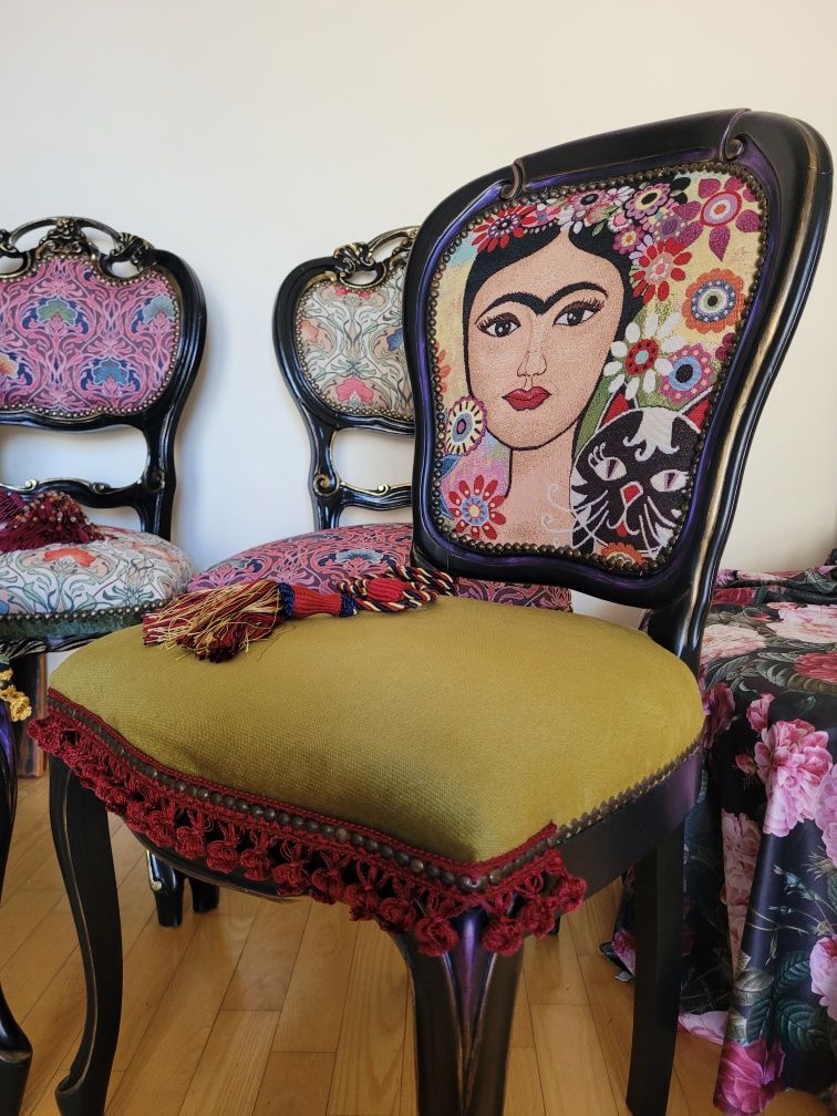 Antyk krzeslo boho chic Frida Kahlo