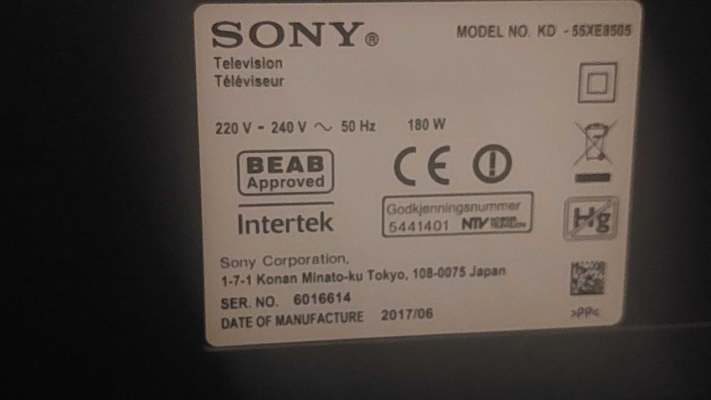 TV sony model KD-55XE8505 - cały na części