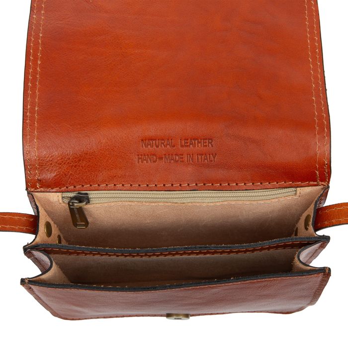 VERA PELLE torebka damska skórzana listonoszka z klapą V562 granatowa