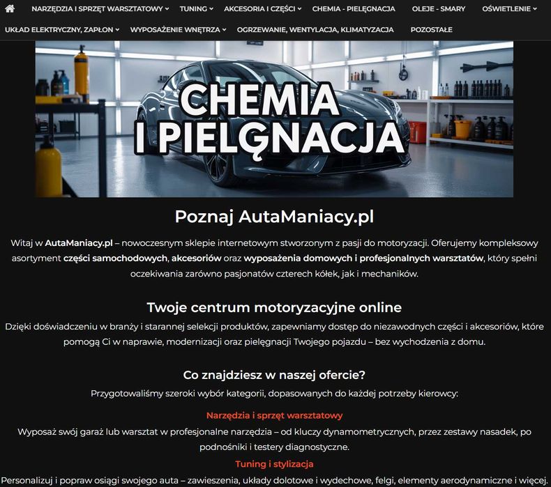 Gotowy sklep internetowy motoryzacyjny AutaManiacy - Sprzedam Biznes