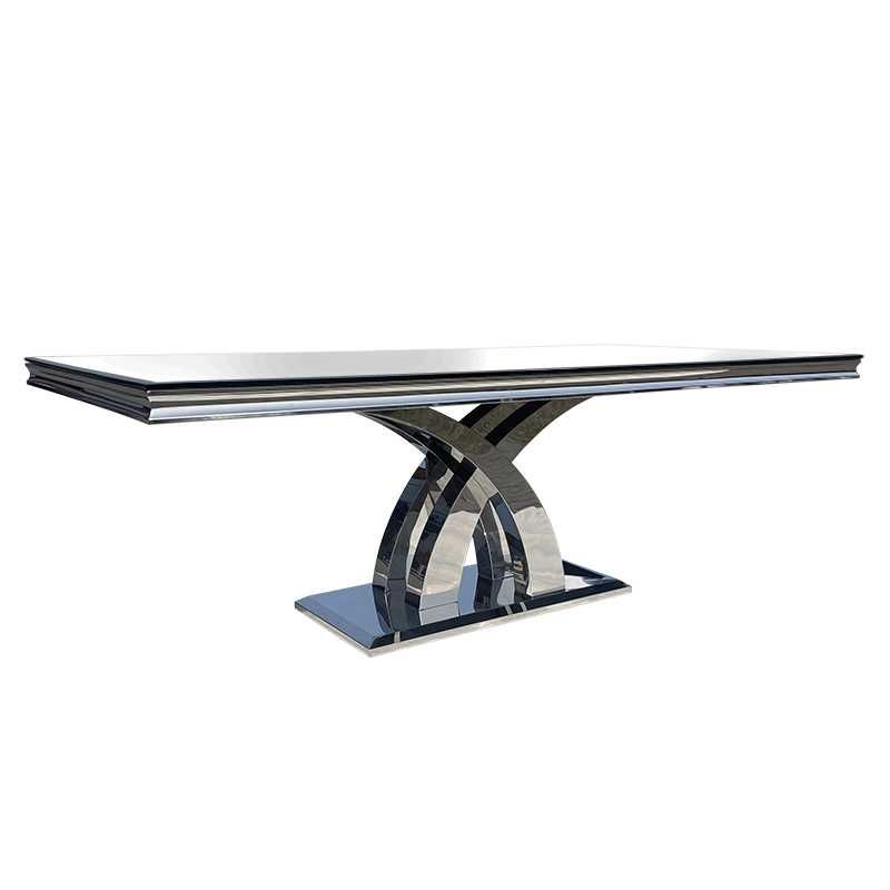 Glamour stół T-970 silver szkło czarne lub białe 220x110 chromowany