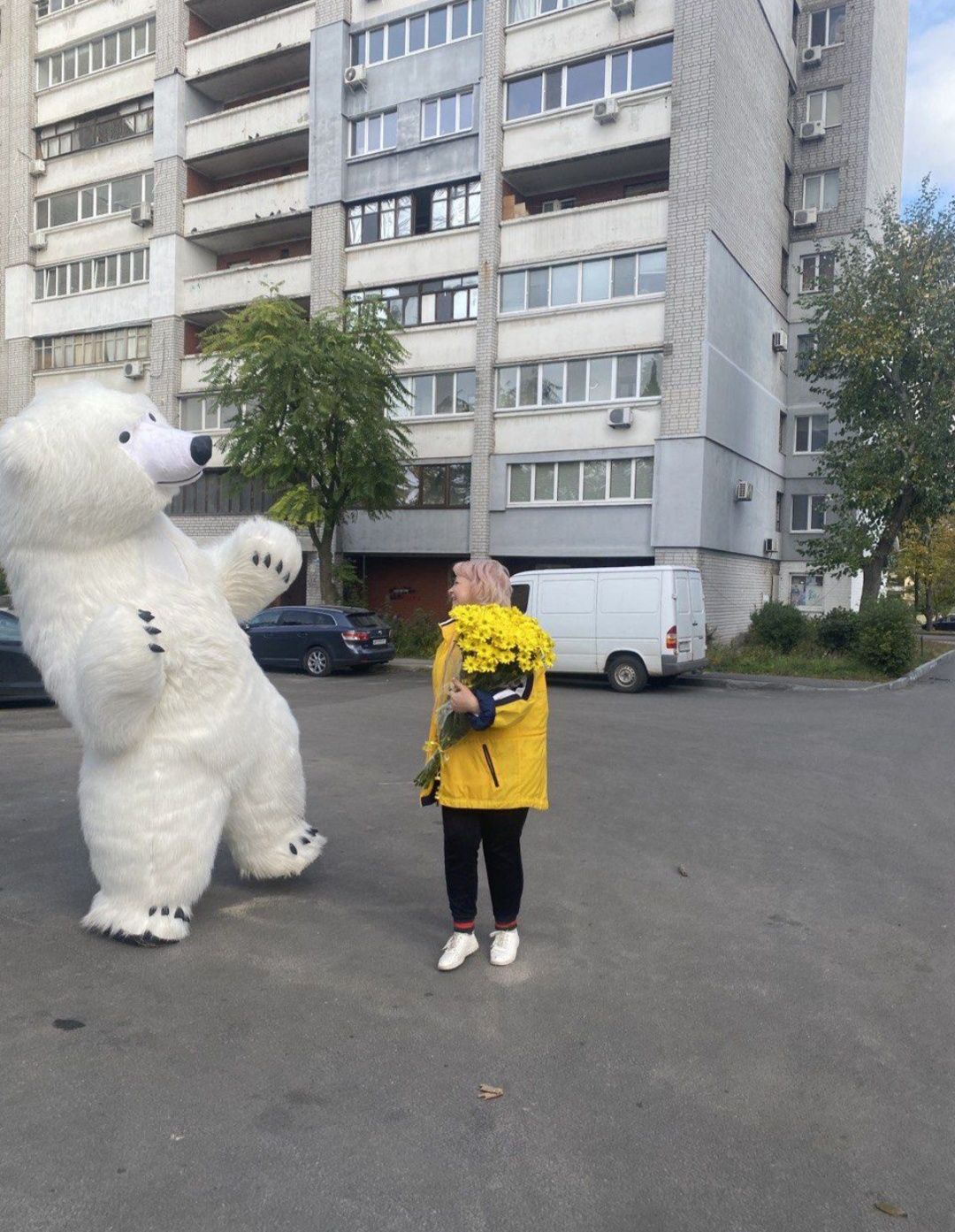 Большой Белый Мишка Поздравление на Праздник Аниматор аніматор ведмідь