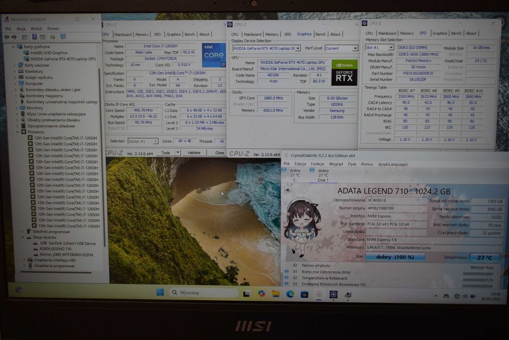 MSI Katana i7 12650H 32 DDR5 1,5GB SSD RTX 4070-8GB 144Hz