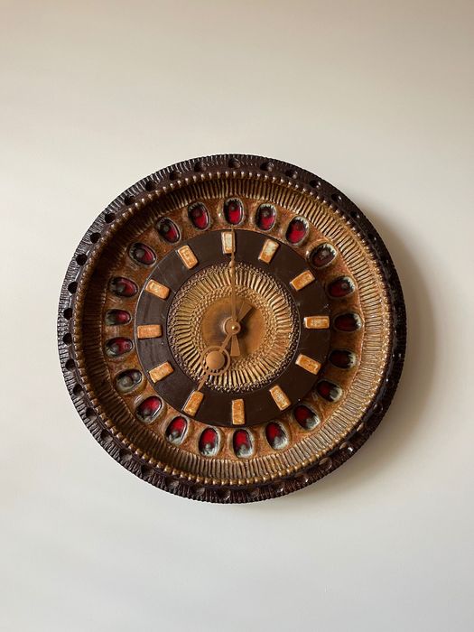 Ogromny ceramiczny zegar ścienny Fat Lava Kienzle Silberdistel