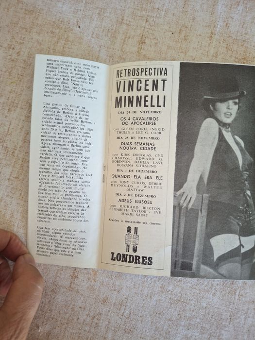 1972 Londres programa filme cabaret bob fosse