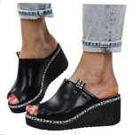 Klapki damskie na koturnie czarne Tinsley 40 buty wygodne eleganckie