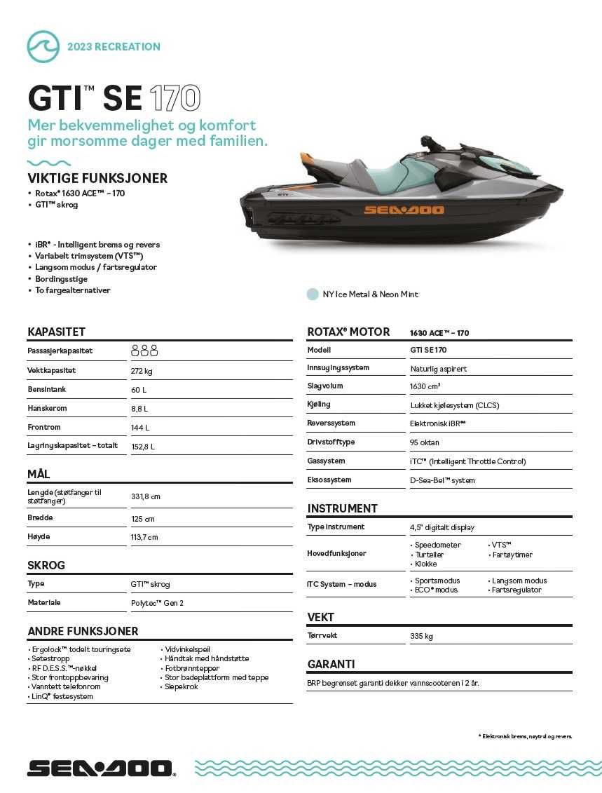 SEA-DOO GTI SE 170 / FV 23%/ gwarancja do 2027 r!