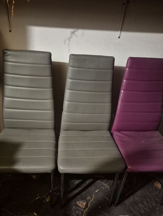 Krzesła 6 szt (szare i fioletowe )