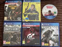 Cyberpank, Watch dogs, Gran turismo, Days gone Playstation 4