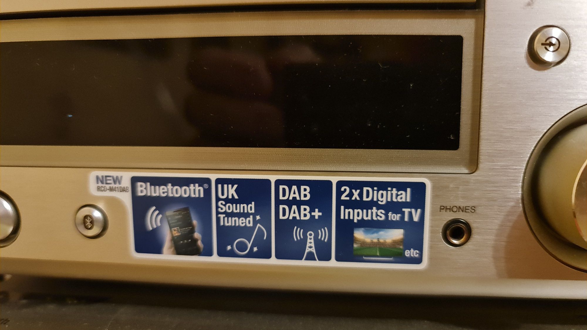 Denon RCD M41 DAB Amplituner Stereo z CD Miniwieża 2.1 z tunerem cyfr.