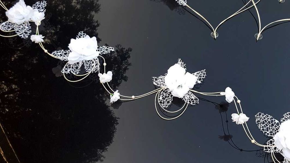 Piękna DEKORACJA SAMOCHODU ślubnego Koronkowa