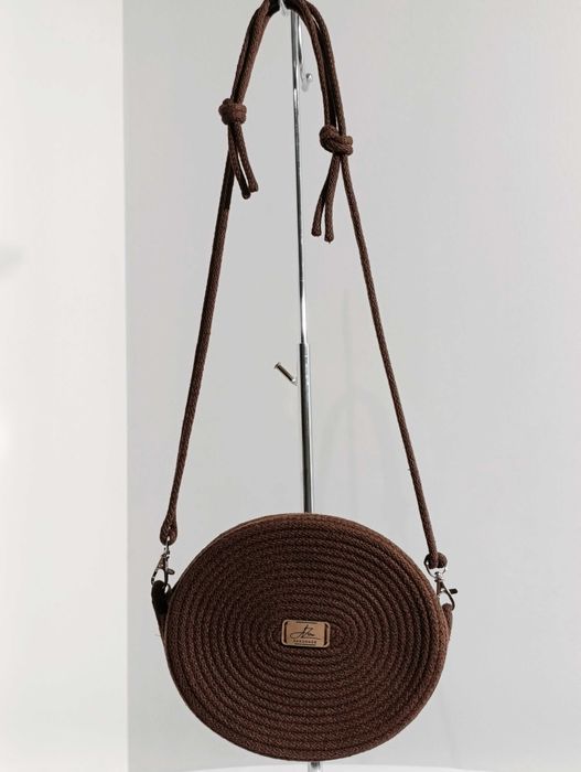 Torebka Damska ze Sznurka Bawełnianego Wera Rękodzieło Brąz