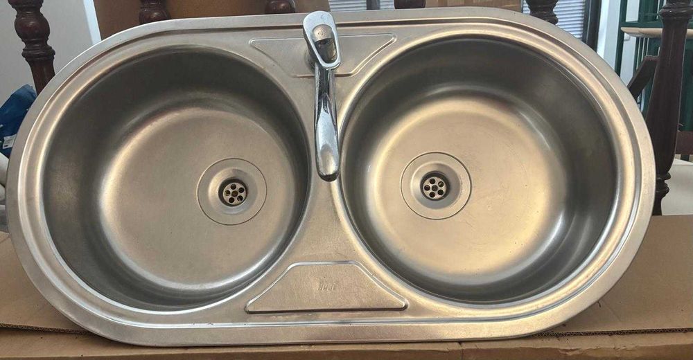 Pia de cozinha dupla em aço inoxidável