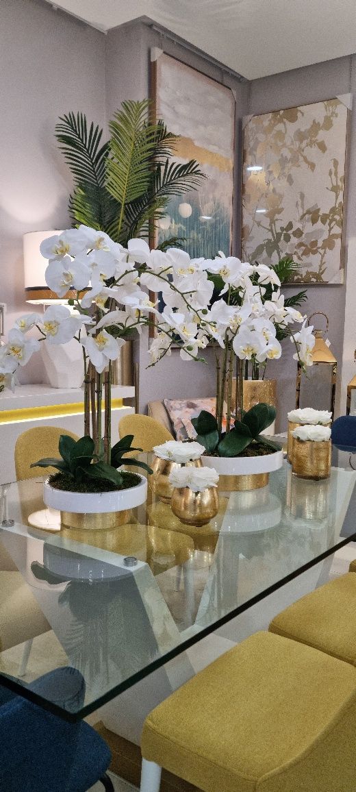 Arranjo de Orquidea Dourada Artificial grande - 50x80cm By Arcoazul