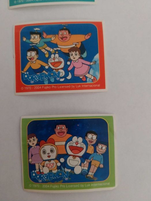 Lote, conjunto de 6 cromos autocolantes Doraemon, kinder maxi