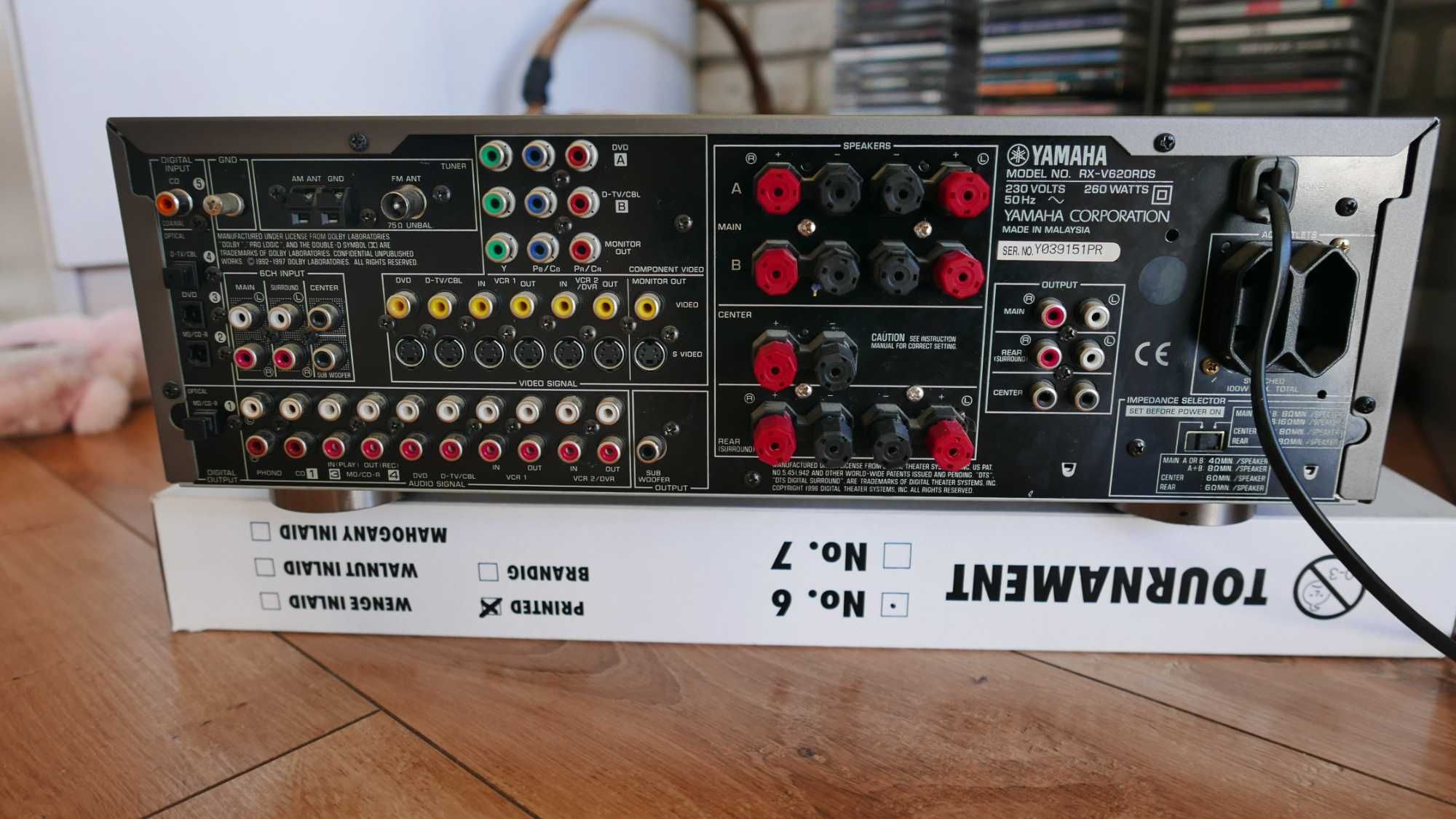 Amplituner Yamaha RX-V620 z pilotem, 5.1, wejście optyczne i PHONO