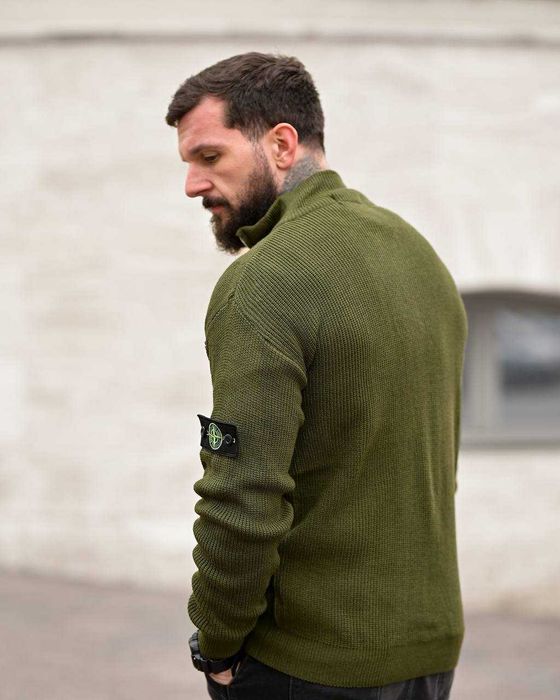 Кофта Стон Айленд Олива Кофта Stone Island Black Халф Зип