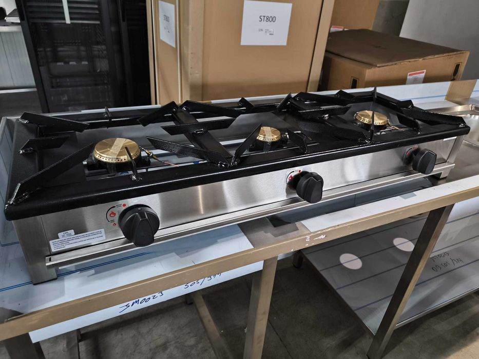Fogão a gás 3 queimadores industrial para restaurante
