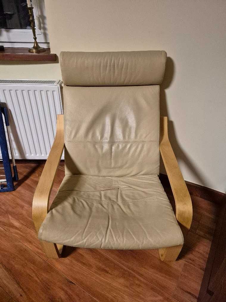 2 fotele skórzane POANG Ikea + podnóżek