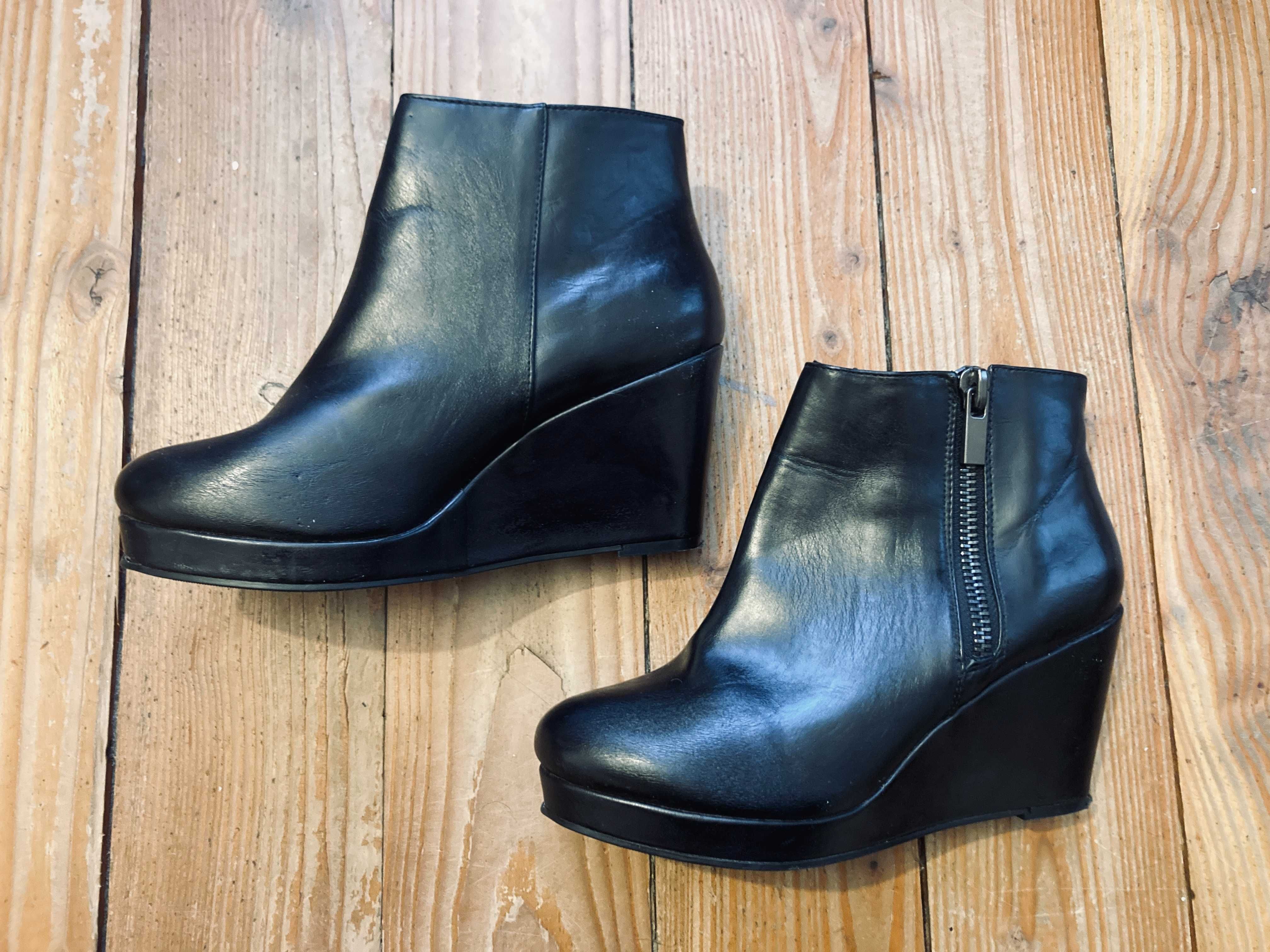 River Island botki czarne na koturnie kotrun rozmiar 39