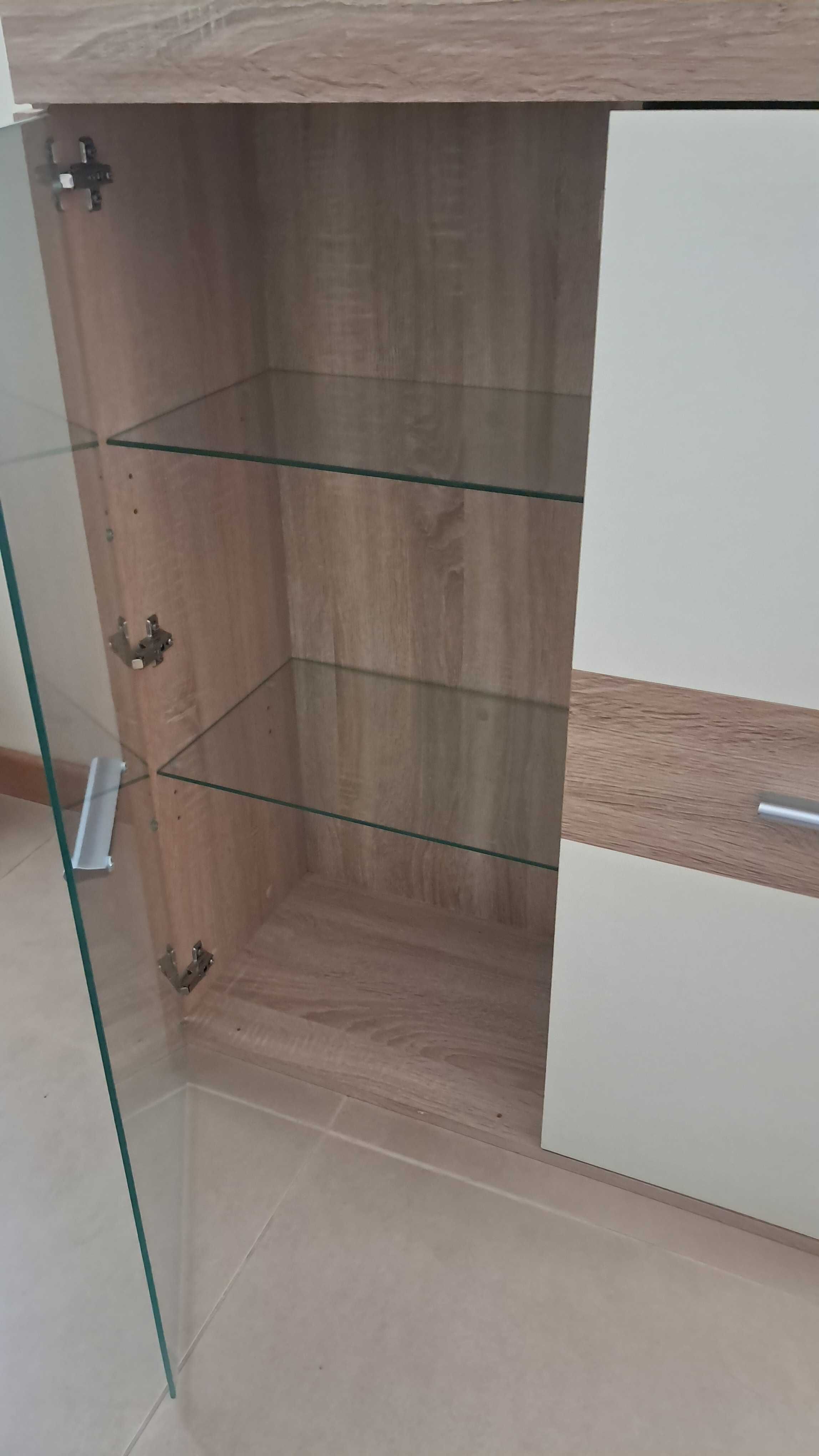 Vitrine superior de sala - castanho e branco