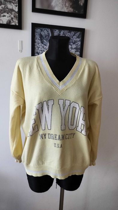 Włoski sweter damski 3XL viskoza  fajny kolor efektowny 46 swetry