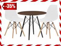 STÓŁ Rustykalny 80cm + 2szt. Białe Krzesła Skandynawski XL (WYPRZEDAŻ)