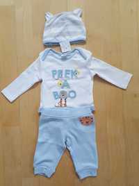 Komplet niemowlęcy F&F (body + spodnie + czapeczka), rozm. 62 cm NOWE