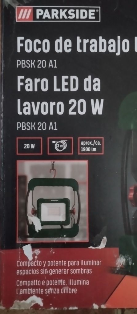 Foco / projetor de trabalho led 20W Parkside