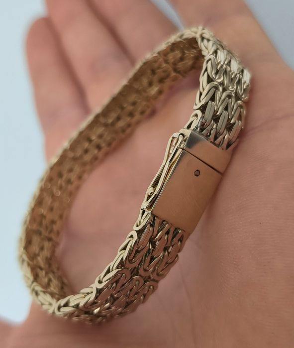 Złota bransoletka splot królewski