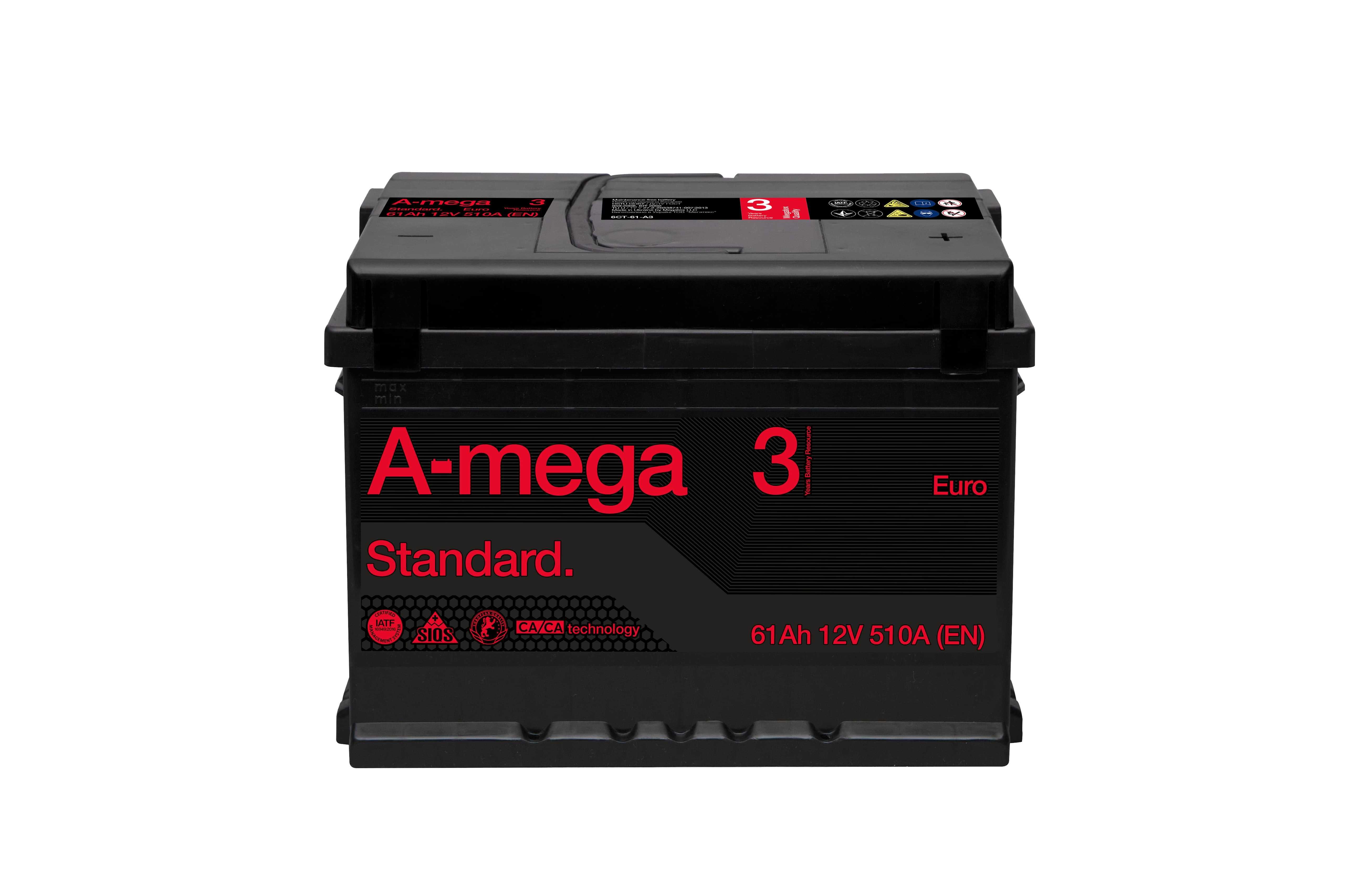 Akumulator Amega 61 Ah 510 A STANDARD M3 - Megatex + GRATIS ZA 50ŻŁ