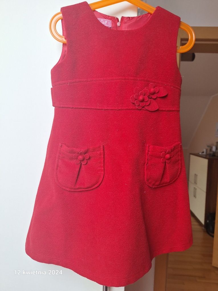 Komplet plaszczyk, sukienka 3-4 rok, 98-104