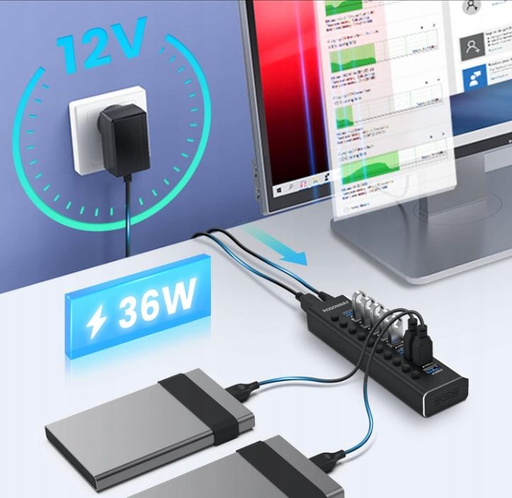 Rshtech RSH-A10 Usb Hub Aktiv 3.0 z zasilaczem POWYSTAWOWY