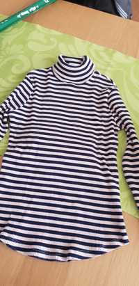 Camisola gola alta canelada, Zara 9 anos, riscas creme e azul escuro,