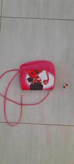 Nowa torebka i kolczyki biedronka I czarny kot