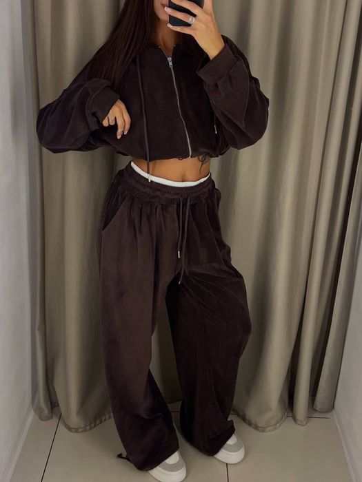 Спортивный костюм женский худи штаны топ кофта зипка zara el milas