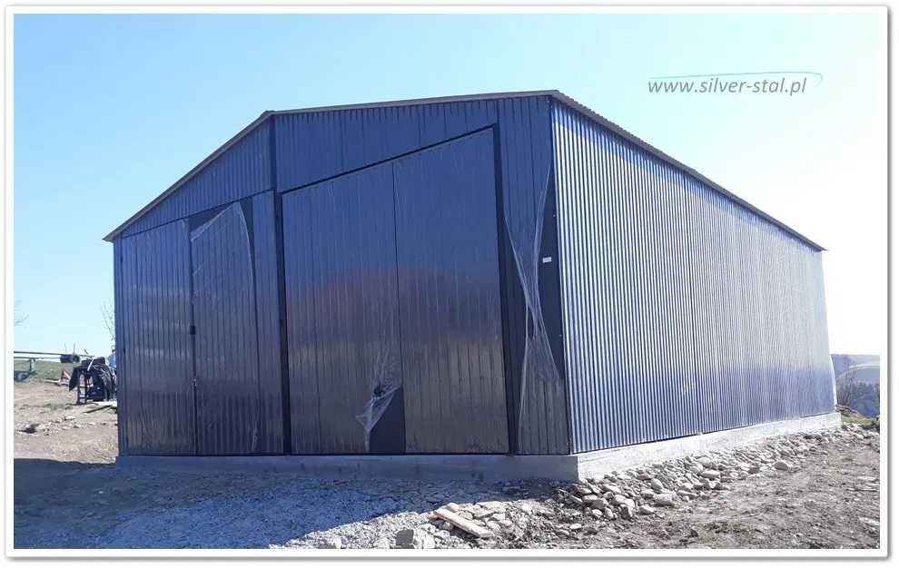 Garaż blaszany 10x7m wiata Silver-Stal Grafit Antracyt