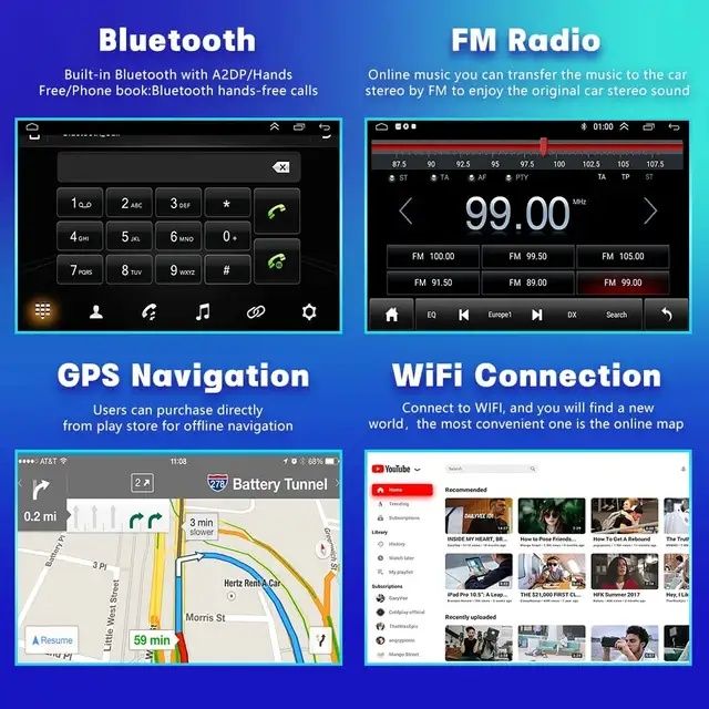 Rádio 2din android 11 de 10' 2/32GB CARPLAY GPS WIFI NOVOHiFi RDS NOVO