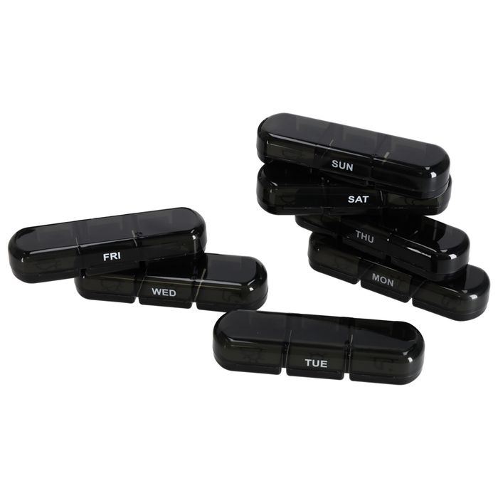Organizer Tygodniowy na Leki Tabletki 7 Dni Czarny Pojemnik Kasetka